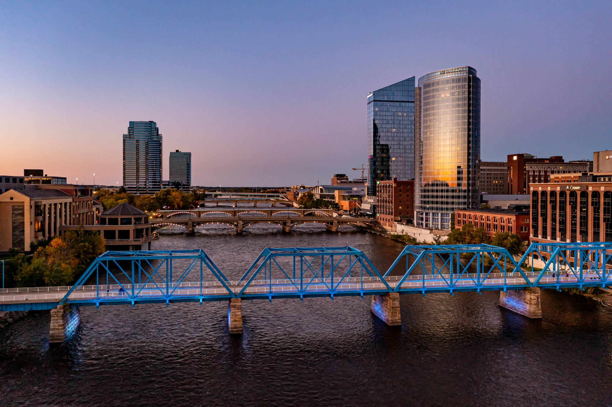 aerial shot of gr skyline